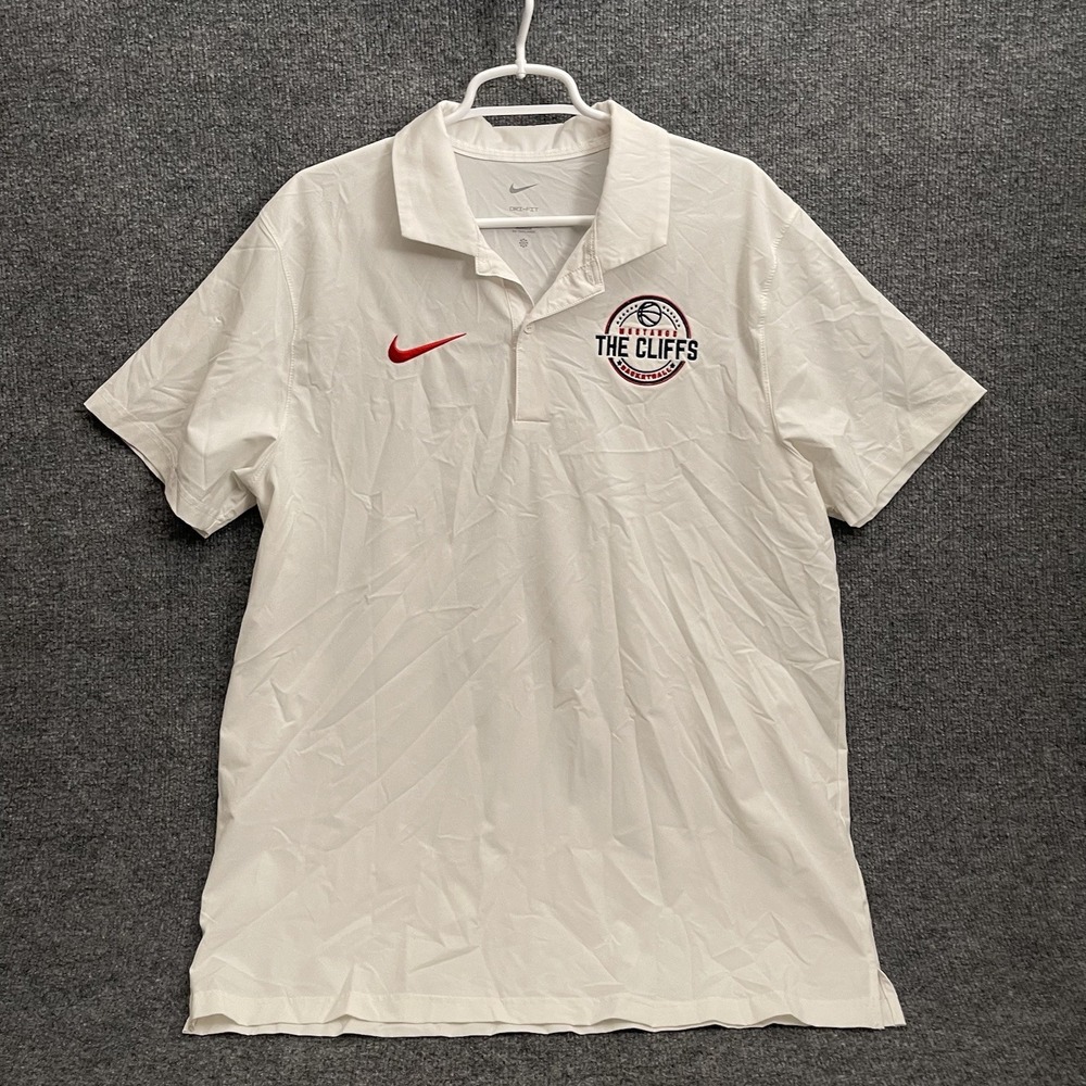 Nike Dri-Fit The Cliffs Baseball Polo Shirt Mens Sz L White DV6749-103